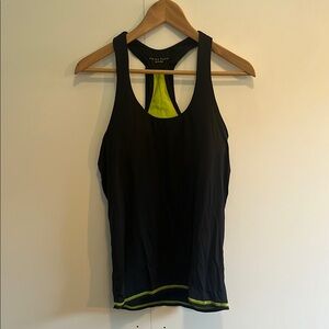 Trina Turk Black and Yellow Fitted Backless Tank Top